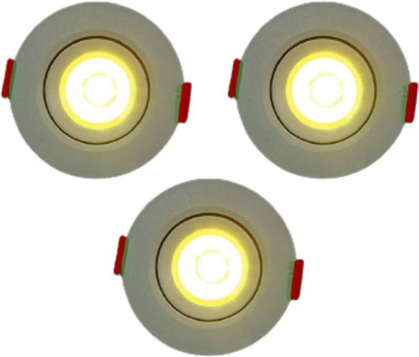 d'mak LED Ceiling COB Spot Light - 3 Watt - Round - Warm White (4000K), Pack of 3 रिसेस्ड  सीलिंग लैंप