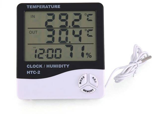 thermomate Humidity Meter with Clock LCD Display Wall Mount,indoor & outdoor RT20 Thermometer