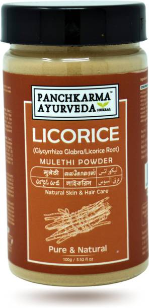 Panchkarma Ayurveda Herbal & Natural Licorice Root Powder (Glycyrrhiza Glabra/Mulethi) 100g For Fairness Sun-Tan Acne-Spot Face Pack & Hair Shine Hair-Fall Hair Pack