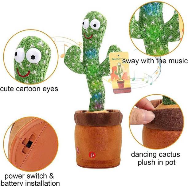 Toyvala Dancing Cactus Plush Toys Sing,Dance and Record Electronic Toy-522
