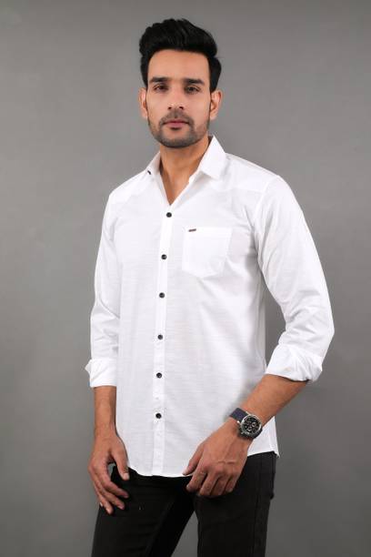 Tanip Men Slim Fit Solid Spread Collar Casual Shirt