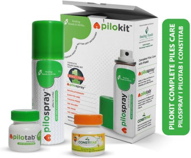 PiloKit Complete Piles Care & Fissure Care Combination Kit- PiloSpray,PiloTab,ConstiTab- Pack of 3 Medicines