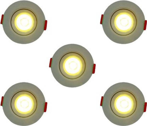 D मॉक Ceiling COB Spot Light - 3 Watt - round - Warm White (4000K), Pack of 5 रिसेस्ड सीलिंग लैंप