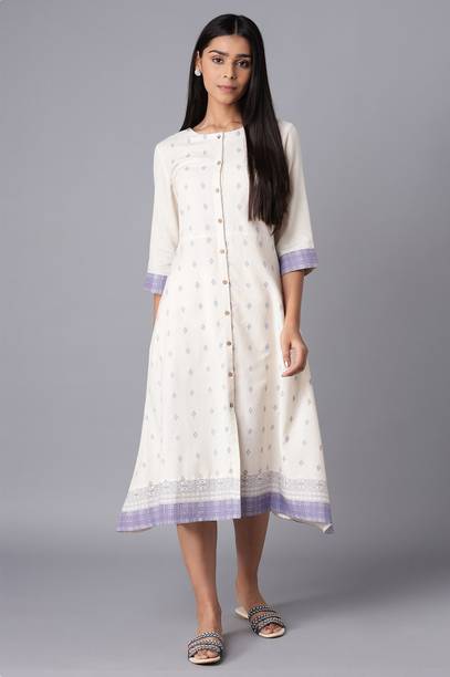 Women Printed Cotton Blend A-line Kurta