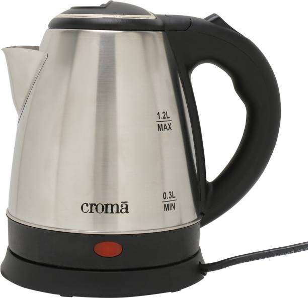 Croma 1.2L Electric Kettle, Stainless Steel Body (CRAK3057, Silver & Black) Electric Kettle