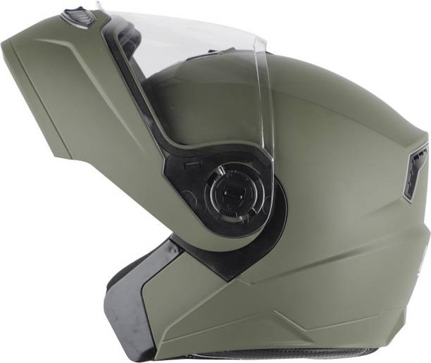 Steelbird Air SBA-7 HI-QUALITY DASHING FLIP-UP BATTLE GREEN 580 MM SIZE (M) Motorbike Helmet