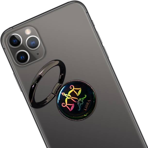 Swap-n-Snap 360° Holo-Ring Mobile Holder With ZODIAC DESIGN- LIBRA Changeable Logo Magnet , Selfie Grip, Handsfree Stand, Universal Metallic Dock Mobile Holder Mobile Holder