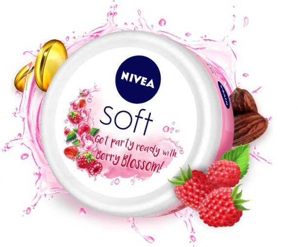 NIVEA Soft Light Moisturizing Cream, Berry Blossom Fragrance, with Vitamin E & Jojoba Oil (Face & Body Cream)