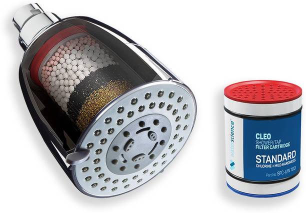 वाटर साइंस CLEO SFM-419 ABS Multi-flow Shower Filter for Hard Water Softening & Chlorine + Standard Cartridge for Municipal/Metro Water - Combo शावर हैड