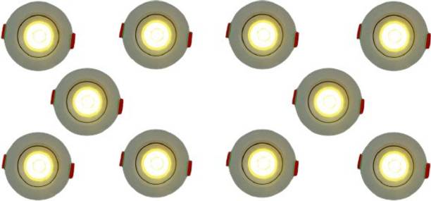 d'mak COB Spot Light - 3 Watt - Round - Warm White (4000K), Pack of 10 रिसेस्ड  सीलिंग लैंप