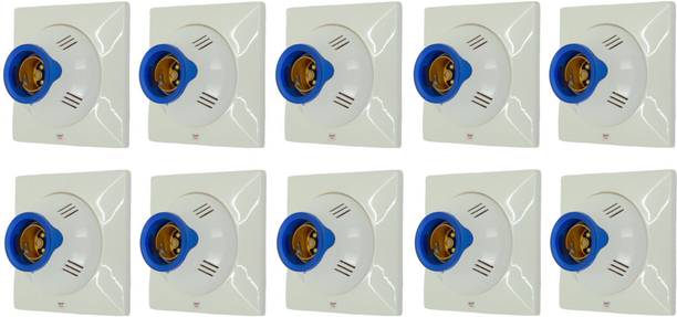 Prop It Up DECORATIVE SQUARE White/Blue Fancy Bulb holder for wall home Plastic Light Socket (B-22) PACK OF 10 (HN/04) Plastic, Brass Light Socket