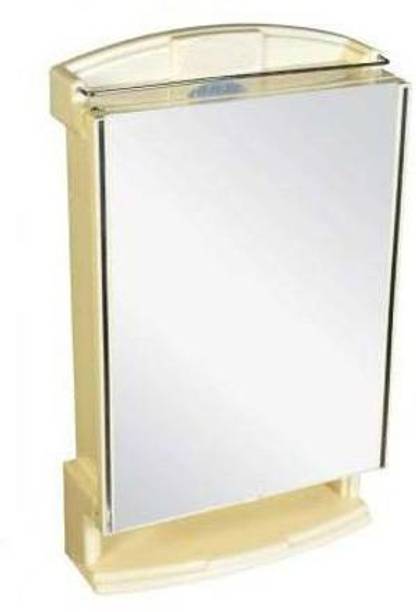 Grace Fine Ware Multipurpose Bathroom Mirror Cabinet Rich Look (Number of Shelves - 6, Ivory) Plastic, Glass Wall Shelf