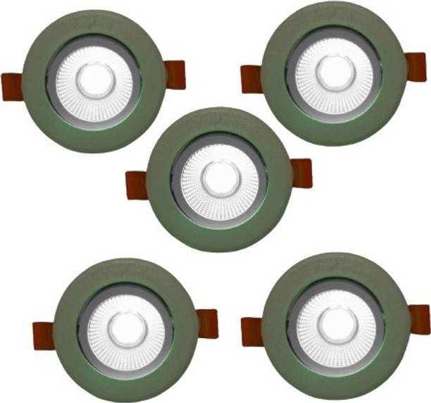 d'mak COB Spot Light - 6 Watt - ROUND - White (6500K), Pack of 5 रिसेस्ड  सीलिंग लैंप