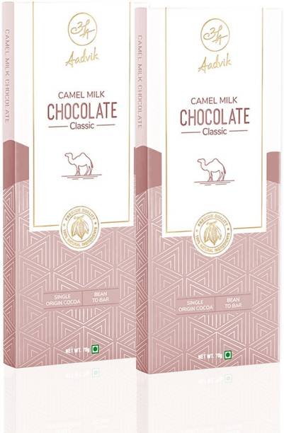 Aadvik Camel Milk Chocolate Plain 140g (Pack of 2) 100% Natural Ingredients Premium Quality Bars Bars