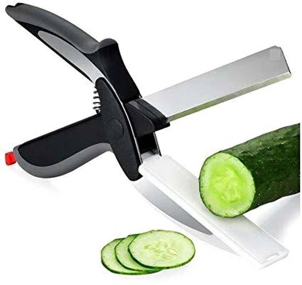 Fulkiza 5 in 1 Stainless Steel Blade Clever Cutter Built in chop Board Slicer Vegetable Chopper