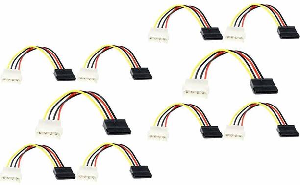 Wizzo Power Sharing Cable 0.07 m (Pack of 10 Pieces) 15 cm 4 Pin Molex to SATA Power Cable Adapter for Internal Hard Disk Drive, HDD, SSD & DVD Writer