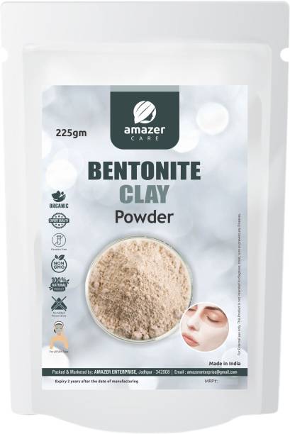 Amazer Care Bentonite Clay Powder for Face, Body & Hair (225gm, 1 Zipper Pouch) 100% Natural Face Pack