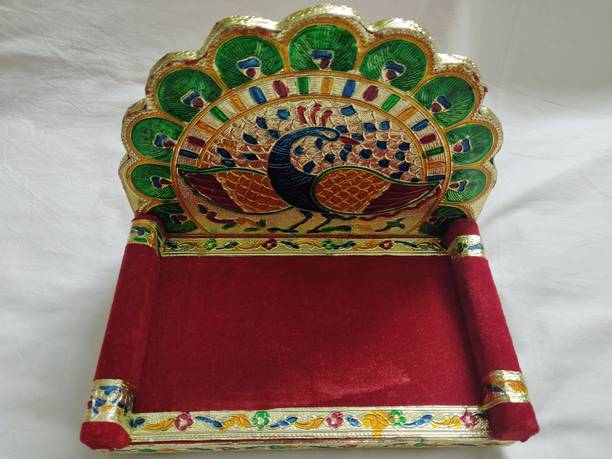 kriansh creations Singhasan for Krishna Wooden Laddu Gopal Velvet Singhasan for Pooja Mandir Krishna Singhasan Solid Wood Home Temple