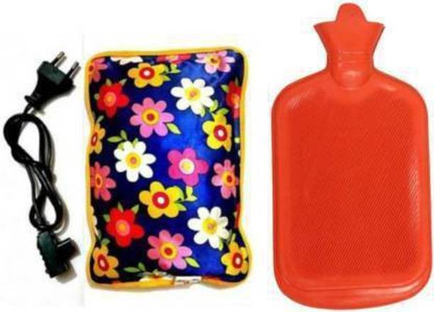 CareWorld CARE WORLD Combo of Hot Water Bottle Bag with Electric Heating essence water Pad Multicolor (pack of 2) Non Electrical 2 LTR & Electrical 1 L Hot Water Bag (Multicolor) ELECTRICAL AND NON ELECTRICAL 2000 ml Hot Water Bag
