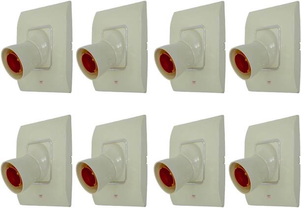 Prop It Up DECORATIVE SQUARE IVORY Fancy Bulb holder WITH CROM RING for wall home Plastic Light Socket (B-22) PACK OF 8 (ANGLE HN/03) Plastic, Brass Light Socket