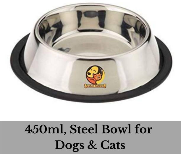 Foodie Puppies Pet Bowl for Large Dogs and Cats Round Steel Pet Bowl