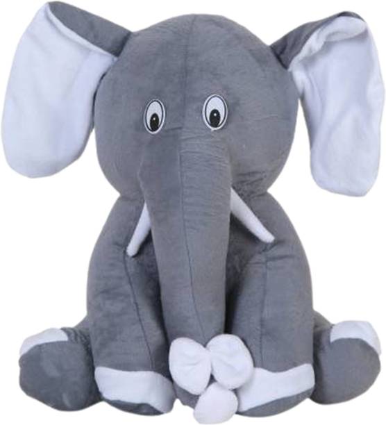 Toyhaven Amazingly cute SITTING ELEPHANT soft toy in Grey color for kids, gifting and decoration, Christmas and Valentine's special  - 25 cm