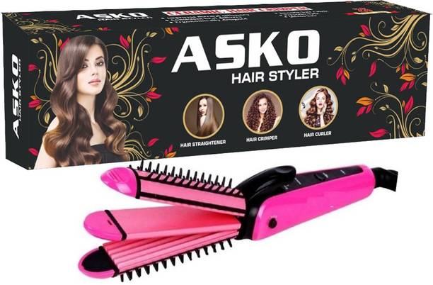 ASKO Professional Hair Crimper, Curler, Straightener Beveled edge for Crimping, Styling and volumizing with Ceramic Technology for gentle and frizz-free Crimping Electric Hair Styler. Electric Hair Curler