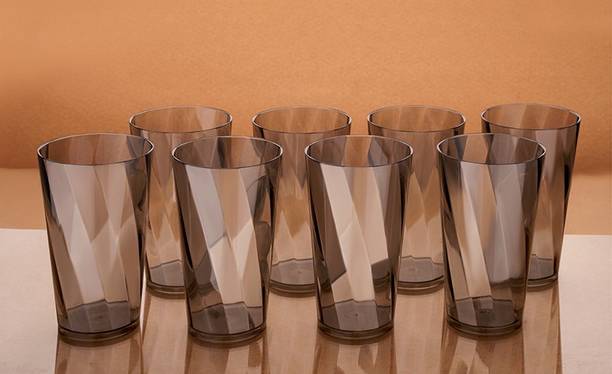 सेंट्रीकस Twisted Shape Plastic Water Glasses GREY Glass Set ग्लास सेट