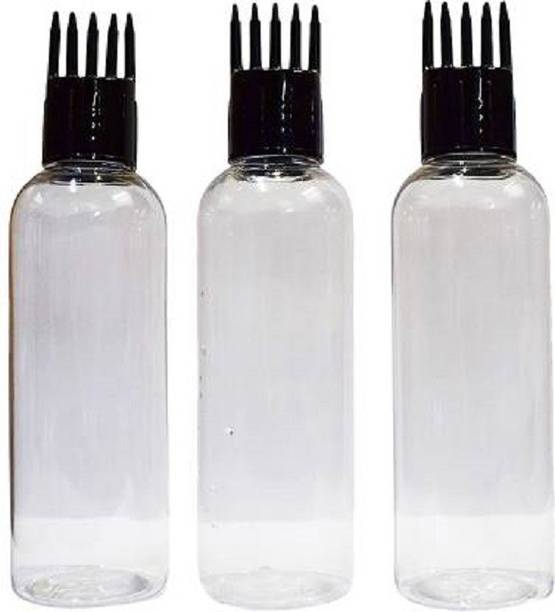 Glamezone Applicator Bottle with Comb Cap for Applying Oil Shampoo and Medicines Pack of 3