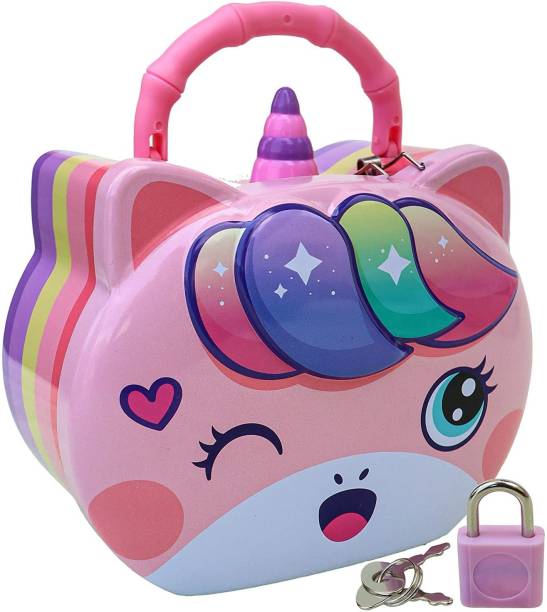 Toystic TOP Selling piggy Money Bank with Lock & Key Coin Bank for Kids Girls & Boys. Coin Bank