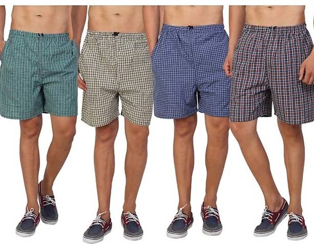 J S World Fashion Checkered Men & Women Multicolor Bermuda Shorts