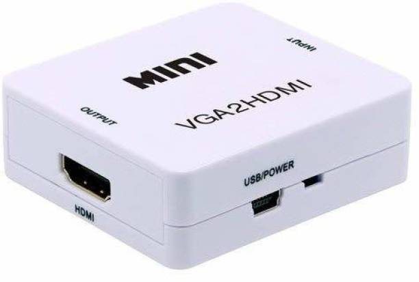ULTRABYTES  TV-out Cable VGA to HDMI, 3.5mm Audio Mini HD 1080P VGA to HDMI HD HDTV Video Converter Box Adapter VGA2HDMI for PC ,Laptop, Display, Projector.(White)
