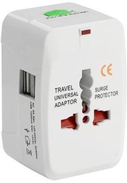 Jihaan Universal Travel Adapter, International All in One Worldwide Travel Adapter and Wall Charger with USB Ports with Multi Type Power Outlet USB 2.1A,100-250 Voltage Travel Charger (White) Worldwide Adaptor
