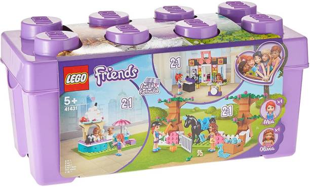 LEGO Friends Heartlake City Brick Box 6-in-1 Set with Toy Storage, Mia and Olivia,Multicolor