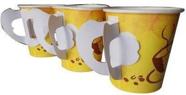 Spylark Pack of 30 Paper Paper Cups With Handle |Disposable| 150 ml -Pack of 30 with Pack of 30 Stirrer