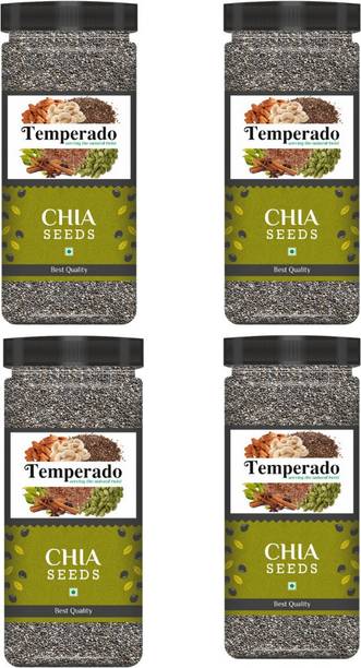 Temperado PREMIUM RAW BLACK CHIA SEEDS| HEALTHY FOOD| DIET SNACK FOR WEIGHT LOSS| SUPER SEEDS| JAR PACK 250GM*4 Chia Seeds