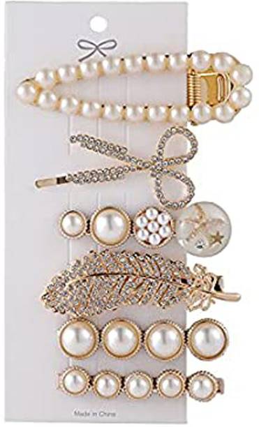 ASG 6 Piece Korean Style Pearl Barrettes Women's Fancy Hair Clips Accessories for Girls Hair Clip
