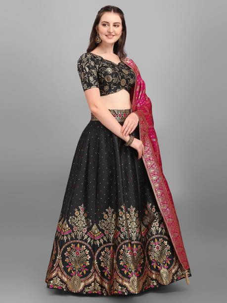 PURVAJA Solid, Embellished Semi Stitched Lehenga Choli - Image 4