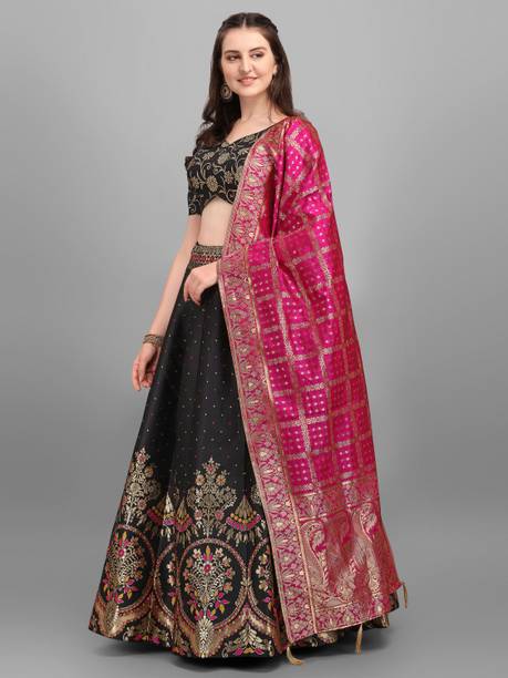 PURVAJA Solid, Embellished Semi Stitched Lehenga Choli - Image 3
