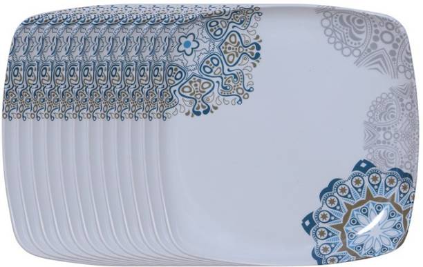 कार्निवल Square lito 919, 10 inch Full Dinner Plate Sets 12 pcs of Melamine 12 का पैक डिनर सेट