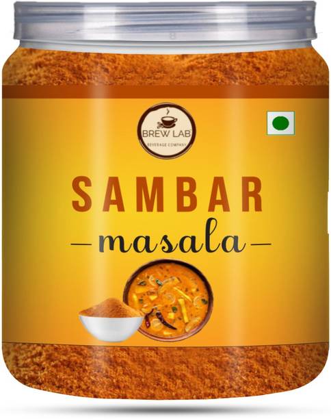 Brew Lab Authentic South Indian Sambar Masala Powder | Blended Spice Mix | For Healthy Delicious & Flavorful Cooking | Easy to Cook | Hygienically Packed | No Added Preservatives | Authentic Flavor