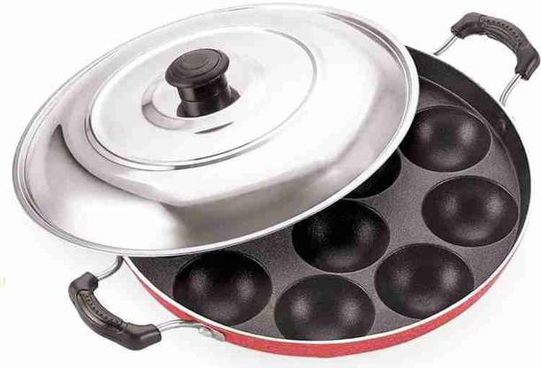 Niyara Enterprise 12 Cavities Non Stick Appam Patra with Lid and Side Handle/ kulipaniyaram pan nonstick/ appe/ aapee ka sacha/ panniyaram kadai/ Paniyarrakal/Paniyaram/Appam Pan/Appam Maker/Pan Cake/guntapongadalu pan/appam kadai/Ponganal Maker/idali Maker/idali Pan kadai/litti maker/unniyappam chatti non stick/ unniyappam chatti Paniarakkal with Lid Paniarakkal with Lid 0.5 L capacity 22 cm diameter