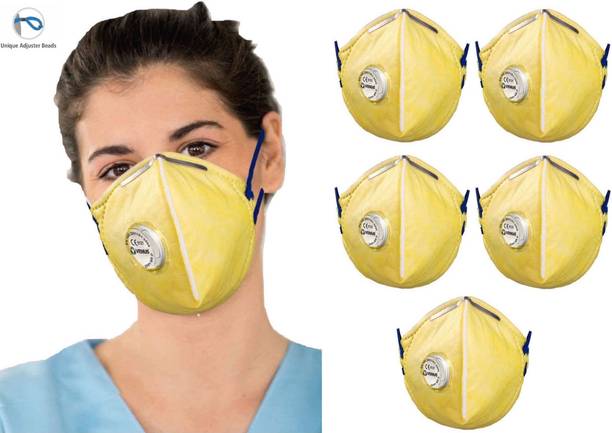 Venus Safety and Health Premium Quality Comfortable Fit Soft Mask ISI Approved Pack of 5 Mask Respirator Mask With Carbon Activated Filter Valve Premium Protection Comfortable Face Mask Reusable Mask For Men Women Kids Adults Anti Pollution Mask Breathable Face Mask With Adjustable Nose Clip Mask High Quality Face Mask Premium Fabric Mask Washable Mask N95 Respirator Mask With Adjustable Head Loop Anti Virus Face Mask Yellow Mask Surgical Mask Reusable, Washable, Water Resistant