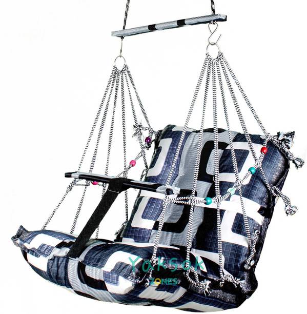 Yaksok ZONES Baby Swing 1-9 Years (Blue Square) Cotton, Wooden, Iron Large Swing