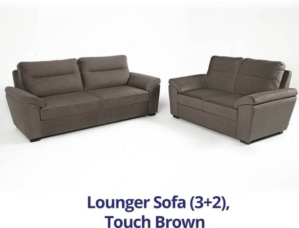 Wakefit Lounger Fabric 3 + 2 Touch Brown Sofa Set
