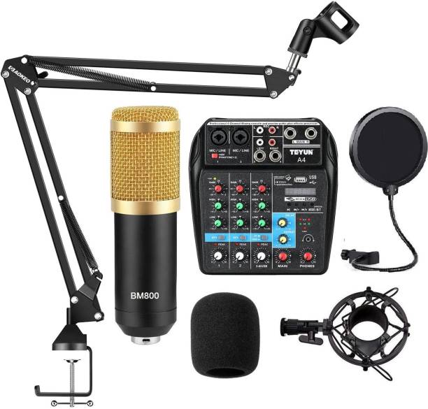 Urban Infotech Professional Song Recording Condenser Microphone Kit with 4 Channel Sound Mixing Audio Interface Full Studio Equipment Mic Setup Digital Sound Mixer