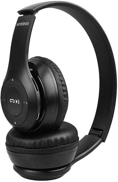 Techobucks High Bass Wireless P-47 Bluetooth Headphone with mic|Sweatproof MP3 Player