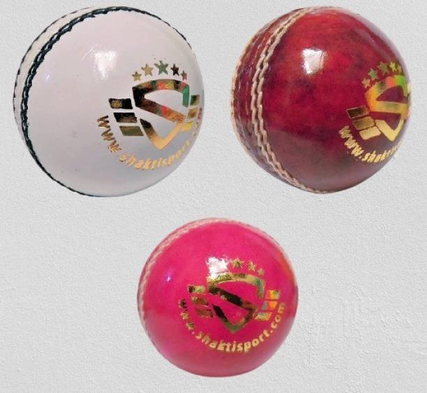 SSI Red Pink White Combo Cricket Leather Ball