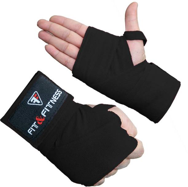 FIT & FITNESS Canvas Boxing Hand Wraps, 108-inch Black Boxing Hand Wrap (Black, 118 inch) Boxing Hand Wrap