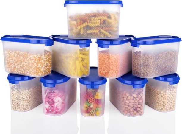 OMORTEX Airtight Container Set for|Rice| Dal| Atta| Flour|Cereals|(Set Of 10)  - 1000 ml प्लास्टिक ग्रोसरी कंटेनर